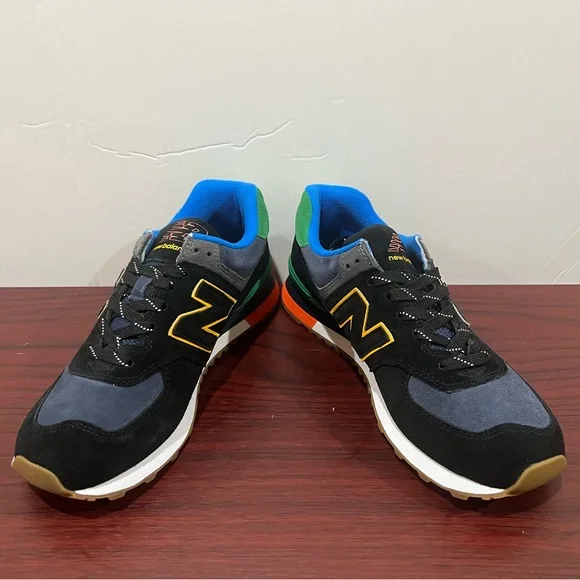 New Balance 574, ML574GF2, Black, Blue, Green, Yellow & Orange - Picture 9 of 13